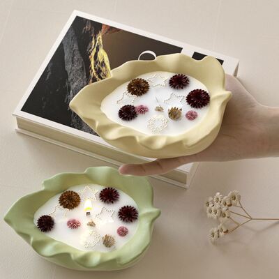 Cross border popular leaf tray silicone mold DIY aromatherapy gypsum leaf tray candle cup mold