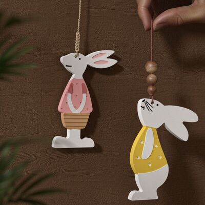 Easter DIY Resin Gypsum Four Grid Little Rabbit Pendant Hanging Key Hanging Silicone Mold