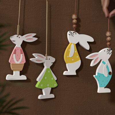 Easter DIY Resin Gypsum Four Grid Little Rabbit Pendant Hanging Key Hanging Silicone Mold