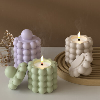 DIY resin gypsum cement polka dot bubble bead storage jar aromatherapy candle cup ornament silicone mold