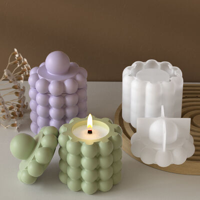 DIY resin gypsum cement polka dot bubble bead storage jar aromatherapy candle cup ornament silicone mold