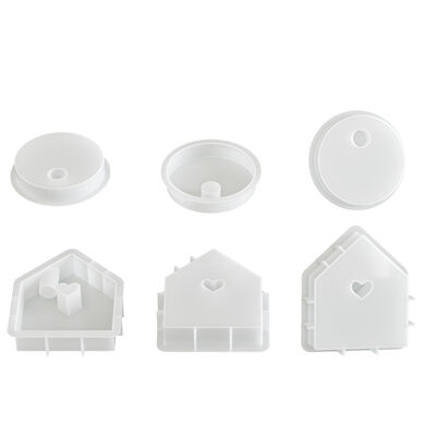 Hollow out love house candle holder silicone mold DIY circular aromatherapy gypsum candle holder decoration mold