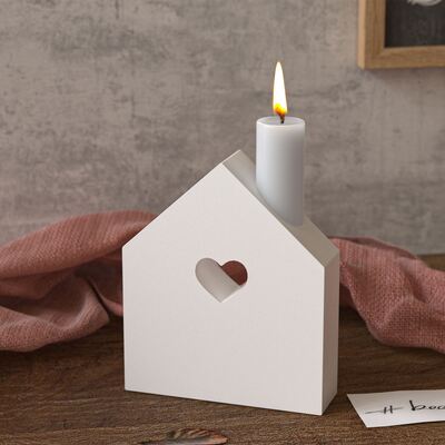 Hollow out love house candle holder silicone mold DIY circular aromatherapy gypsum candle holder decoration mold