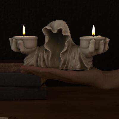 Halloween Big Robe Wizard Candlestick Silicone Mold DIY Gypsum Ghost Hand Holding Candlestick Candlestick Pendant Mold