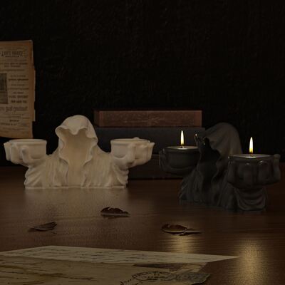 Halloween Big Robe Wizard Candlestick Silicone Mold DIY Gypsum Ghost Hand Holding Candlestick Candlestick Pendant Mold