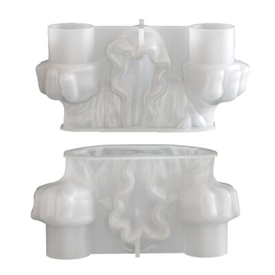 Halloween Big Robe Wizard Candlestick Silicone Mold DIY Gypsum Ghost Hand Holding Candlestick Candlestick Pendant Mold