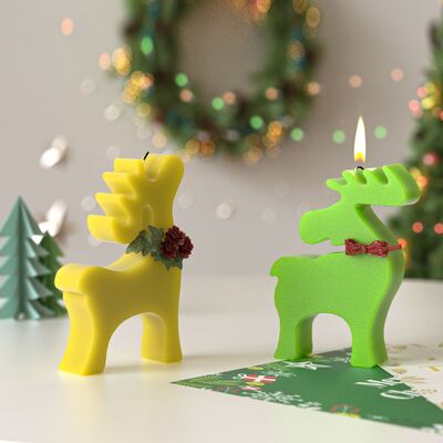DIY Drip Glue Christmas Deer Hanging Silicone Mold Aromatherapy Gypsum Three Link Deer Candle Pendant Mold