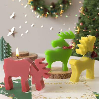 DIY Drip Glue Christmas Deer Hanging Silicone Mold Aromatherapy Gypsum Three Link Deer Candle Pendant Mold