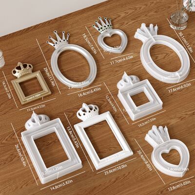 Ins Style European Crown Photo Frame Silicone Mold DIY Elliptical Love Square Aromatherapy Gypsum Pendant Dropping Mold