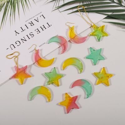 Nuevos pendientes colgante Molde de silicona DIY Seis rejilla perforada Estrella luna colgante pendientes caída de moho