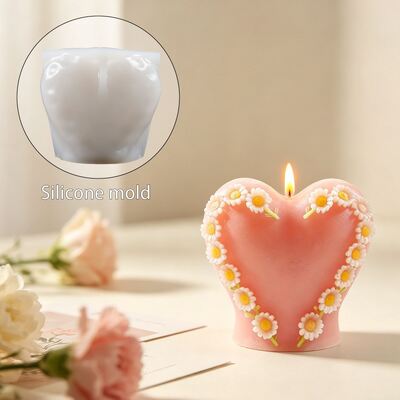 Daisy Love Aromatherapy Candle Silicone Mold Three Dimensional Ins Wind Heart Shaped Ornament Gypsum Dropping Mold