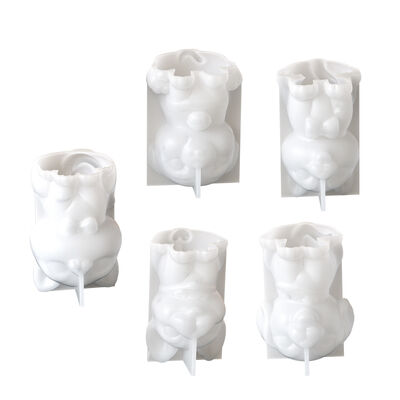 Simulación 3D de animal lindo y perro pequeño molde de silicona bricolaje perro aromaterapia vela yeso molde de decoración