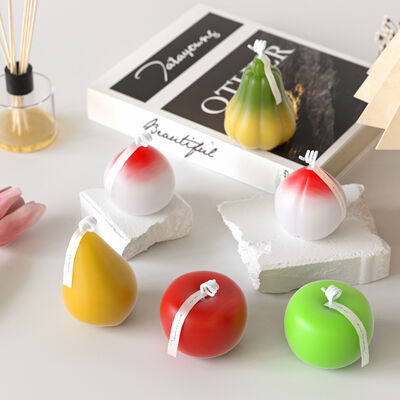 3D Apple Pear Peach Pumpkin Fruit Vegetable Aromatherapy Gypsum Candle Decoration Silicone Mold