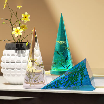 DIY crystal dropper mold, pentagonal cylindrical cone ring holder, candle holder, table mirror, silicone mold