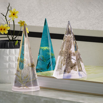 DIY crystal dropper mold, pentagonal cylindrical cone ring holder, candle holder, table mirror, silicone mold