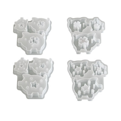DIY Easter aromatherapy gypsum hollow four leaf clover five pointed star three connected pig ornament silicone mold