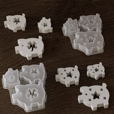 DIY Easter aromatherapy gypsum hollow four leaf clover five pointed star three connected pig ornament silicone mold
