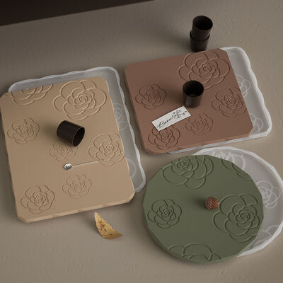DIY epoxy resin camellia tray drip glue grinder, long square square circular gypsum table, coaster, silicone rubber