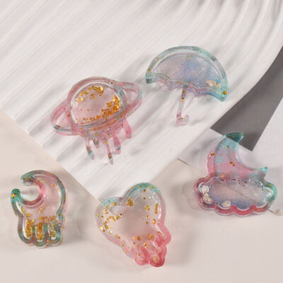 DIY Resin Moon Cloud Umbrella Doll Tears Moon Heart Shaped Flowing Sand Pendant Hanging Silicone Mold