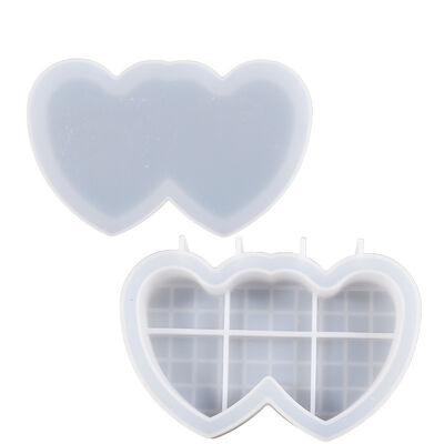 DIY Glue Heart to Heart Chessboard Pattern Stacking Music Storage Box Valentine's Day Gift Box Silicone Mold