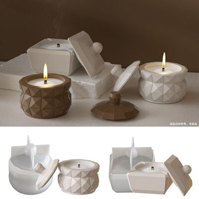 Aromatherapy gypsum cement diamond shaped storage tank silicone mold DIY potted flower pot candle cup grinder