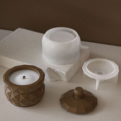 Aromatherapy gypsum cement diamond shaped storage tank silicone mold DIY potted flower pot candle cup grinder