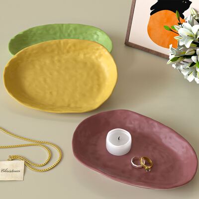 Aromatherapy gypsum cement irregular elliptical water ripple rock pattern dish storage tray silicone mold