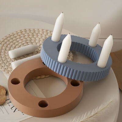 Crystal dropper resin gypsum table DIY striped smooth four hole candle table base silicone mold