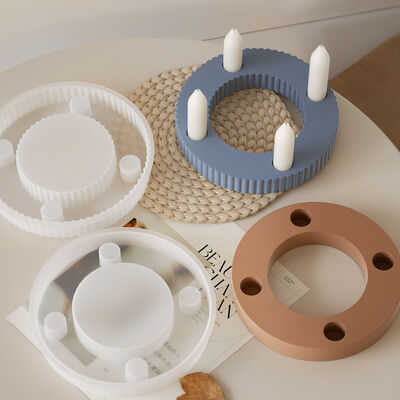 Crystal dropper resin gypsum table DIY striped smooth four hole candle table base silicone mold