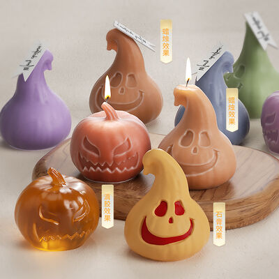 DIY Crystal Dropping Gel 3D Pumpkin Mold Halloween Aromatherapy Gypsum Candle Silicone Mold