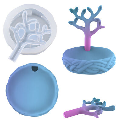DIY Crystal Dropping Gel Storage Box Mold Ring Holder Earrings Necklace Jewelry Storage Rack Silicone Mold