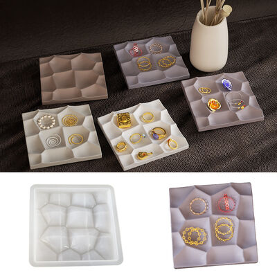 Geometric Water Cube Gypsum Tray Mold Earrings Jewelry DIY Display Stand Gypsum Cement Tray Silicone Mold