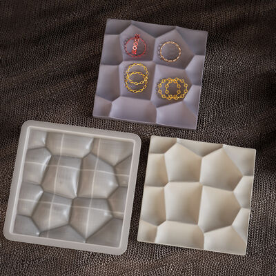 Geometric Water Cube Gypsum Tray Mold Earrings Jewelry DIY Display Stand Gypsum Cement Tray Silicone Mold