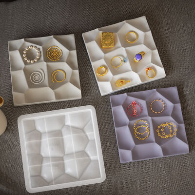 Geometric Water Cube Gypsum Tray Mold Earrings Jewelry DIY Display Stand Gypsum Cement Tray Silicone Mold