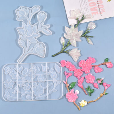DIY crystal dropper mold cake decoration flower mold simulation flower branch jewelry silicone mold