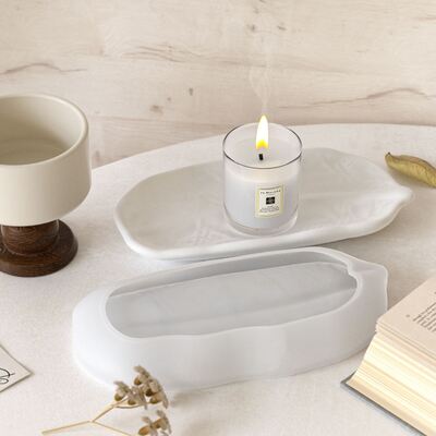 DIY Simple Ins Style Aromatherapy Gypsum Relief Striped Leaf Tray Dish Ornament Silicone Mold