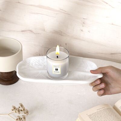 DIY Simple Ins Style Aromatherapy Gypsum Relief Striped Leaf Tray Dish Ornament Silicone Mold