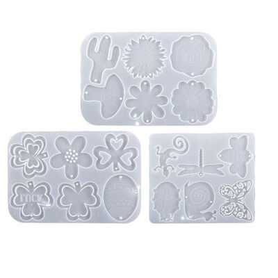 DIY Easter Drop Gel Gecko Insect Pendant Hanging Silicone Mold Clover Mushroom Flower Grinding