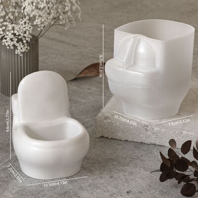 Hot selling silicone toilet mold, gypsum candle stand ornament, funny home decoration mold