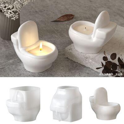 Hot selling silicone toilet mold, gypsum candle stand ornament, funny home decoration mold