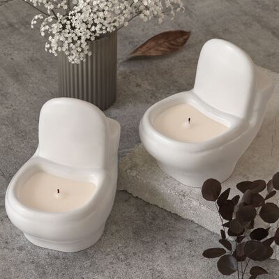 Hot selling silicone toilet mold, gypsum candle stand ornament, funny home decoration mold