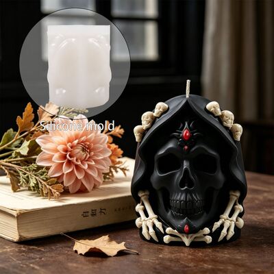 3D Skull Death Hand Bone Silicone Mold Halloween Series Aromatherapy Gypsum Candle Mold Manufacturer Direct Supply