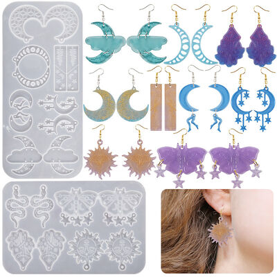 DIY Crystal Dropping Gel Butterfly Snake Moon Cloud Stars Christmas Tree Earrings Pendant Silicone Mold