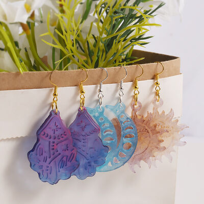 DIY Crystal Dropping Gel Butterfly Snake Moon Cloud Stars Christmas Tree Earrings Pendant Silicone Mold