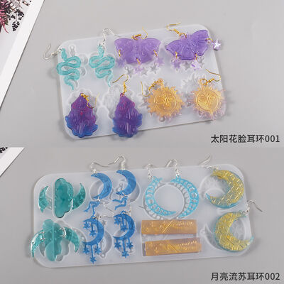 DIY Crystal Dropping Gel Butterfly Snake Moon Cloud Stars Christmas Tree Earrings Pendant Silicone Mold