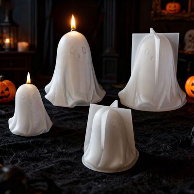 Halloween Ghost Candle Silicone Mold 3D Stereoscopic Little Ghost Aromatherapy Candle Mold Handmade DIY Gypsum Mold