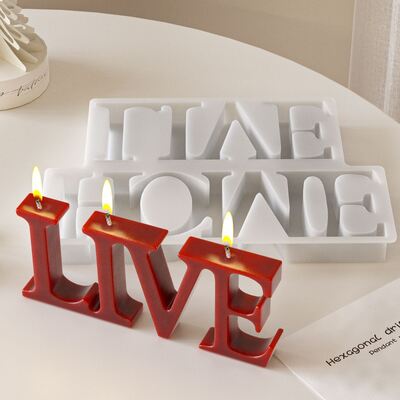 Dropping adhesive letter hanging mold LIVE English word HOME Candle gypsum ornament silicone mold
