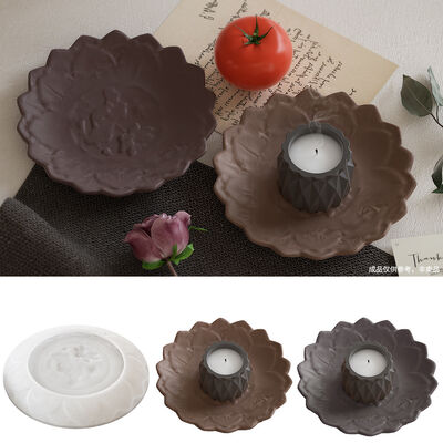 Drip resin mirror relief lotus plate tray DIY aromatherapy gypsum storage tray silicone mold