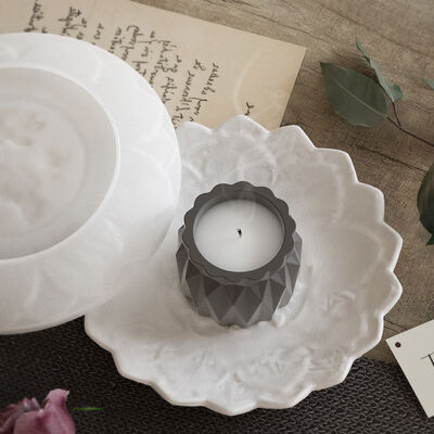 Drip resin mirror relief lotus plate tray DIY aromatherapy gypsum storage tray silicone mold
