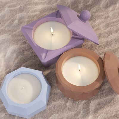 DIY crystal dropper cement cup creative octagonal square cut gypsum candle cup ornament silicone mold